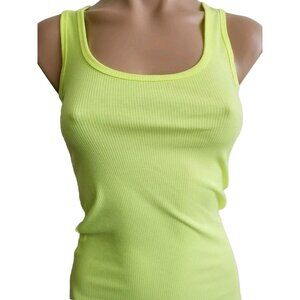 Under Armour Tank Top Heat Gear Neon Yellow Ribbed Size XS